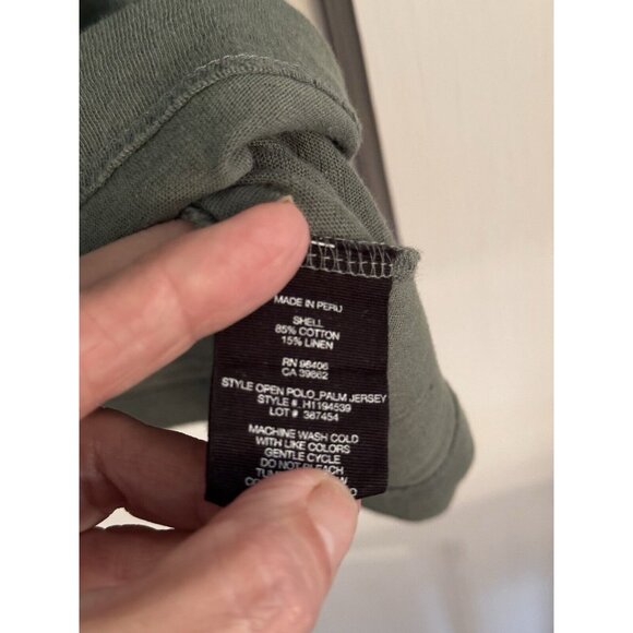 Theory Men’s Sz L Open Collar Cotton Jersey Green Polo Shirt Soft - Picture 6 of 8